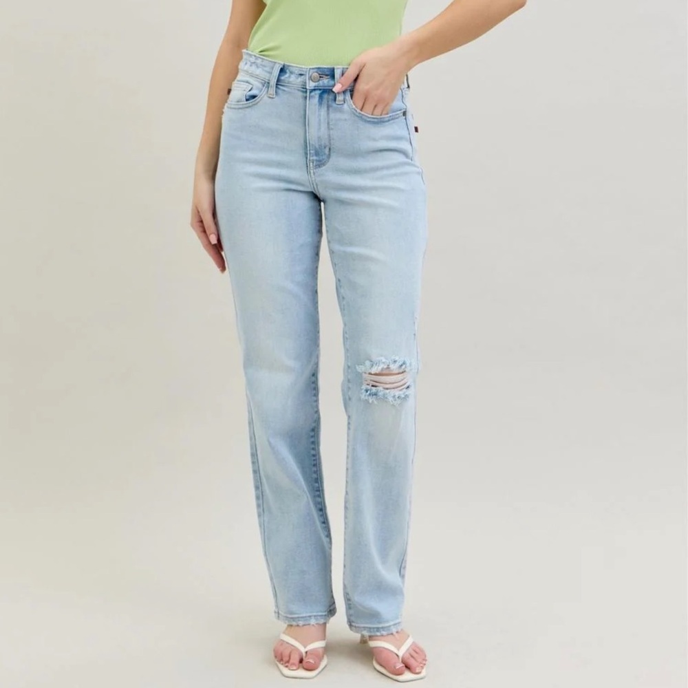 Judy Blue High Waist 90's Back Rip Straight Denim Jeans 82600 3/26 NEW
